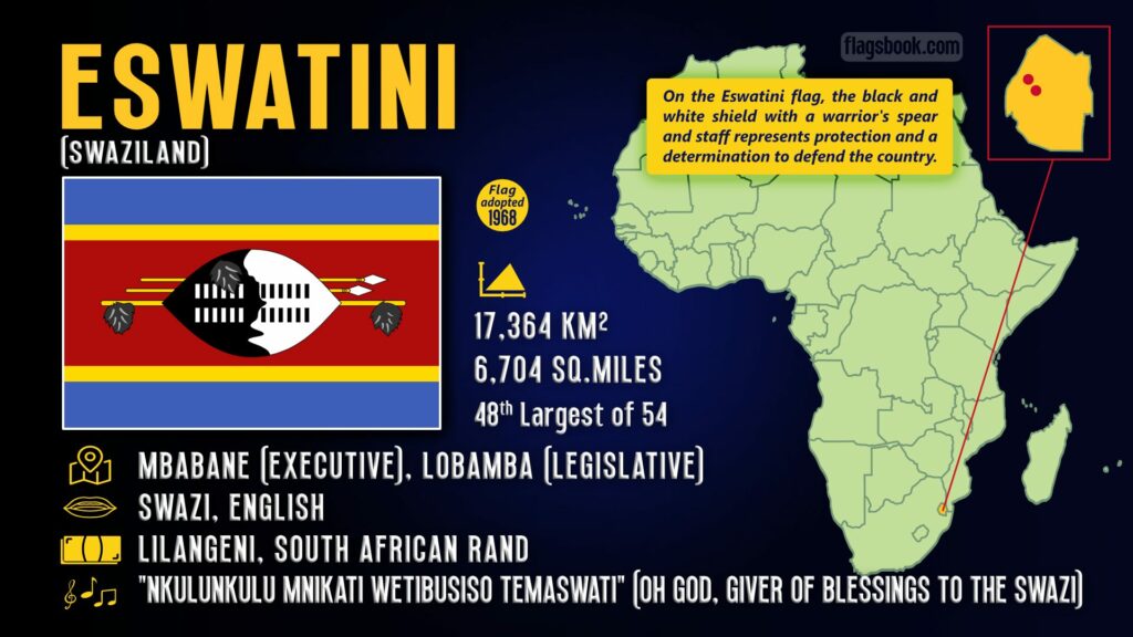 Eswatini fact sheet capital city location on a map of Africa