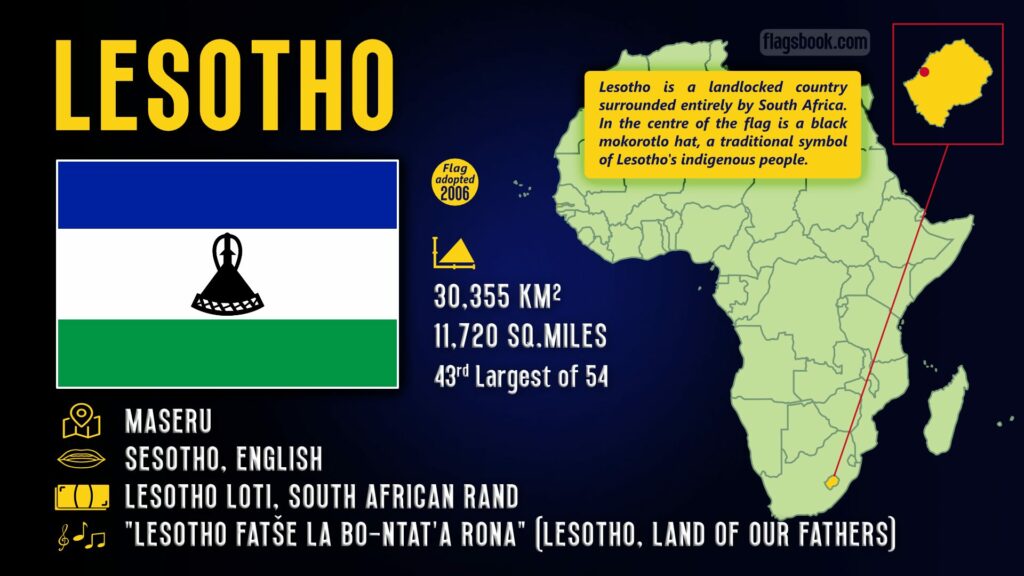 Lesotho fact sheet capital city location on a map of Africa