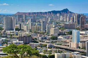 Hawaii with Diamond Head Volcano Crater