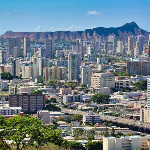 Hawaii with Diamond Head Volcano Crater
