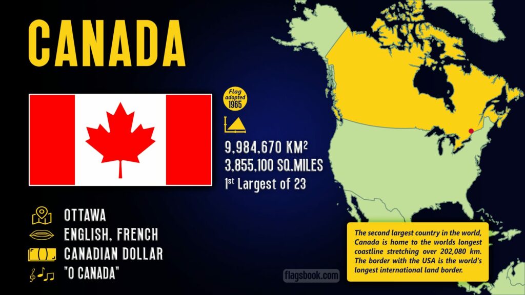 Canada fact sheet capital city location on a map of North America