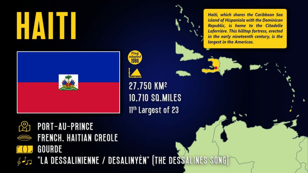 Haiti fact sheet capital city location on a map of the Caribbean and Central America