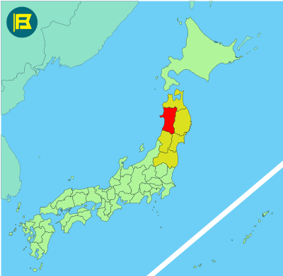 Akita Location of map of Japan